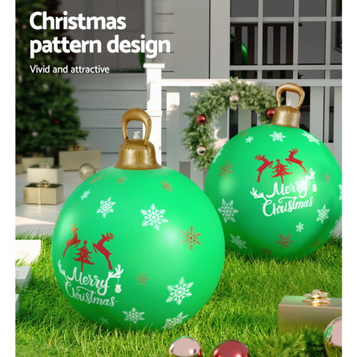 Jingle Jollys Christmas Inflatable Ball Bauble 60cm Outdoor Decoration Green - Image 6