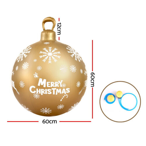 Jingle Jollys Christmas Inflatable Ball Bauble 60cm Outdoor Decoration Gold - Image 2