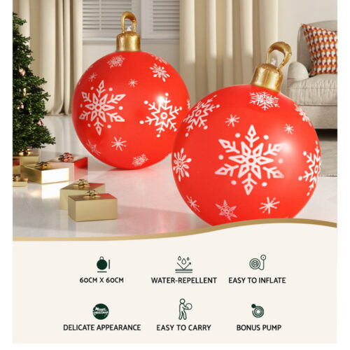 Jingle Jollys Christmas Inflatable Ball Bauble 60cm Outdoor Decoration Red - Image 4