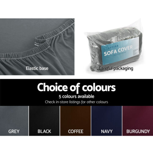 Artiss Sofa Cover Couch Covers 2 Seater Stretch Grey - Image 5
