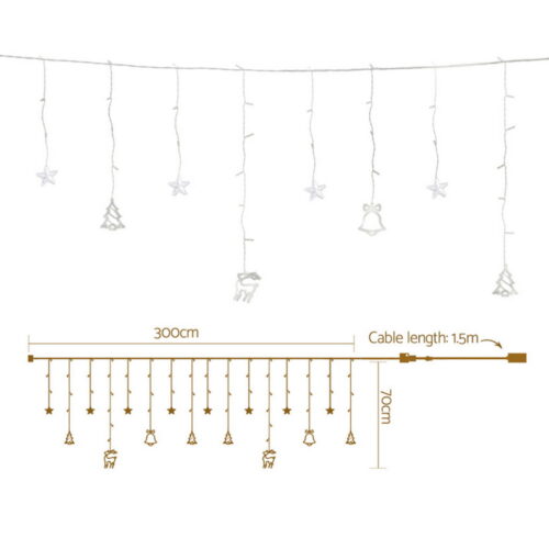138 LED 3M Christmas Lights Icicle Light Warm White Jingle Jollys - Image 2