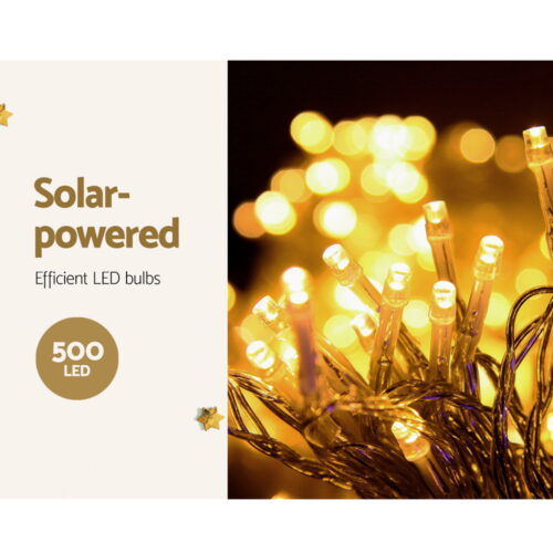 12.5M Christmas Lights Solar Icicle String Light Warm White Jingle Jollys - Image 3