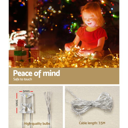 12.5M Christmas Lights Solar Icicle String Light Warm White Jingle Jollys - Image 5