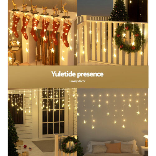 Jingle Jollys Solar Christmas Lights 80 LED 3M Icicle Light Star Decorations - Image 6