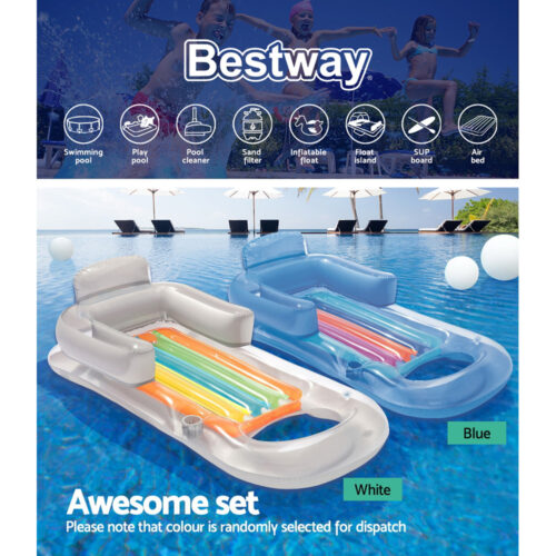 Bestway Pool Float Inflatable Lounge Seat Pillow Bed Cup Holder - Image 4