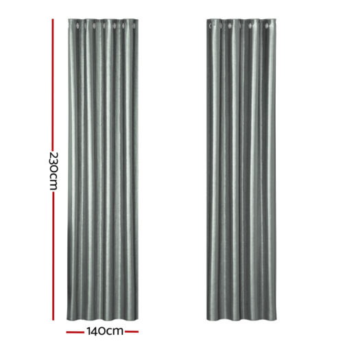 Artiss 2X Blockout Curtains Eyelet 140x230cm Grey Shine - Image 2