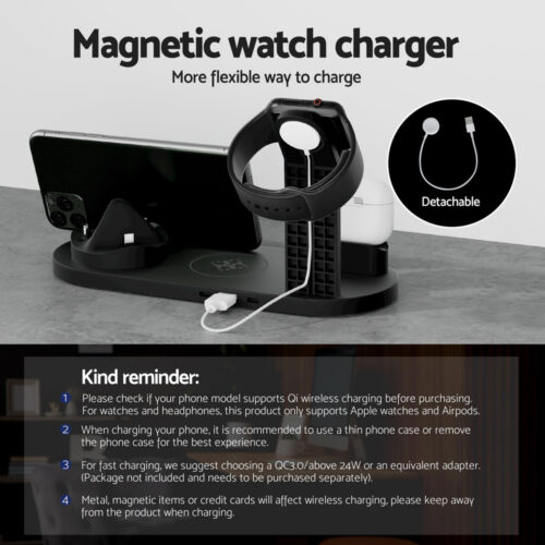 Devanti 4 in 1 Wireless Charger Multi-function Station for Phone Airpod iWatch 15W - Image 6