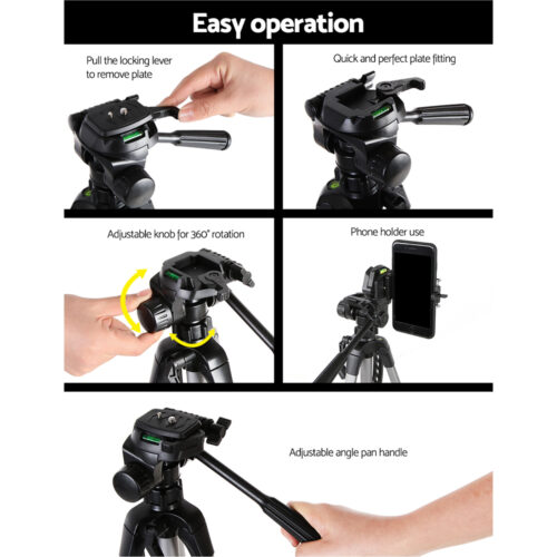 Weifeng Professional Camera Tripod Stand Mount DSLR Travel Adjustable 55-145cm - Image 6