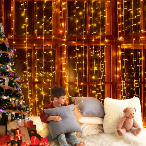 3X6M Christmas Lights Curtain Light Warm White 600 LED Jingle Jollys - Image 8