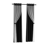 Artiss 2X 132x213cm Blockout Sheer Curtains Black