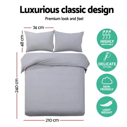 Giselle Bedding Quilt Cover Set Classic Grey King - Image 2