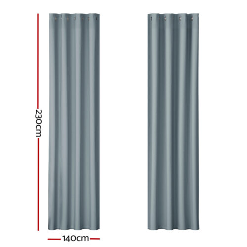 Artiss 2X Blockout Curtains Eyelet 140x230cm Grey - Image 2