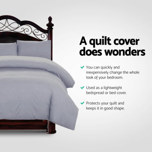 Giselle Bedding Quilt Cover Set Classic Grey Super King - Image 3