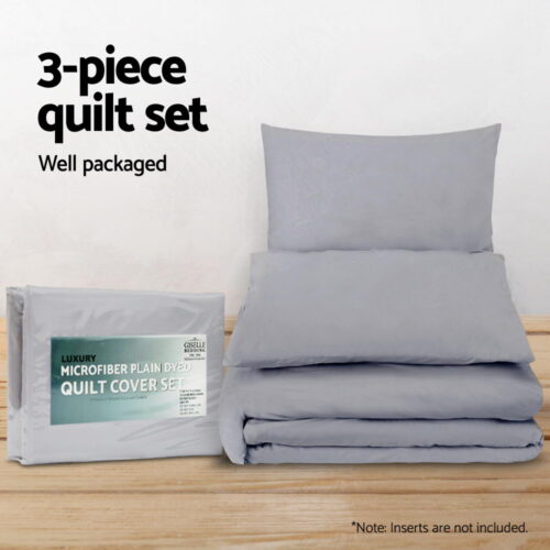 Giselle Bedding Quilt Cover Set Classic Grey Super King - Image 4