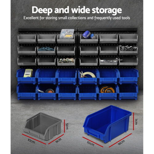 Giantz 30 Storage Bin Rack Wall Mounted - Image 3