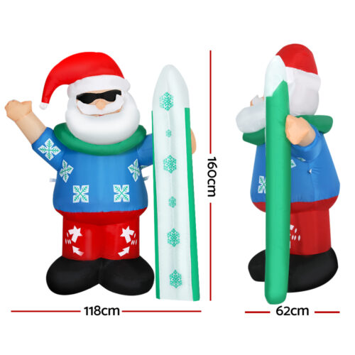 Jingle Jollys Christmas Inflatable Santa 1.6M Illuminated Decorations - Image 2