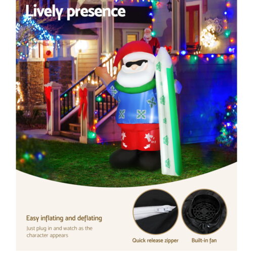Jingle Jollys Christmas Inflatable Santa 1.6M Illuminated Decorations - Image 5