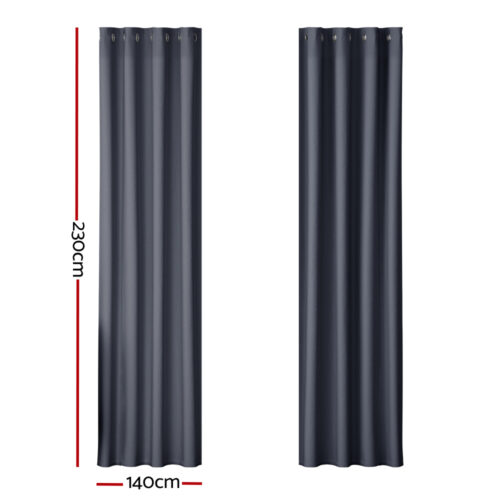 Artiss 2X Blockout Curtains Eyelet 140x230cm Charcoal - Image 2