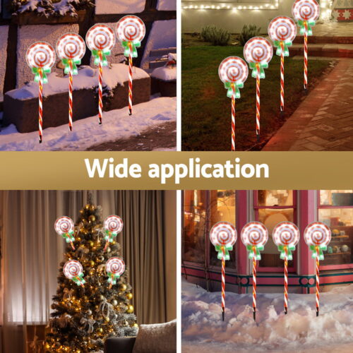 4 PCS Christmas Lights Path Ground Light Garden Decorations 68 LED Jingle Jollys - Image 5