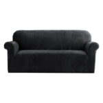 Artiss Sofa Cover Couch Covers 3 Seater Velvet Black