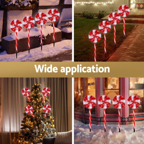 4 PCS Christmas Lights Path Ground Light Garden Decoration 112 LED Jingle Jollys - Image 5