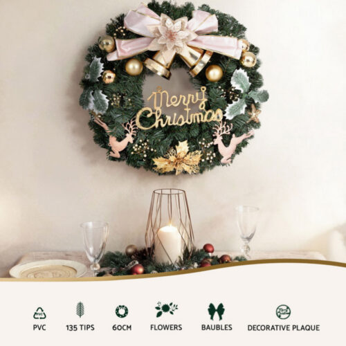 Jingle Jollys Christmas Wreath 60CM Garland Flowers Baubles Party Decorations - Image 4