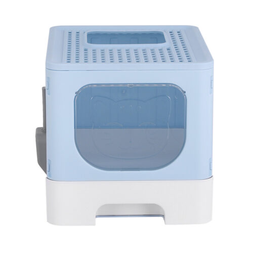 i.Pet Cat Litter Box Large Tray Kitty Toilet Enclosed Hooded Foldable Scoop Blue - Image 3