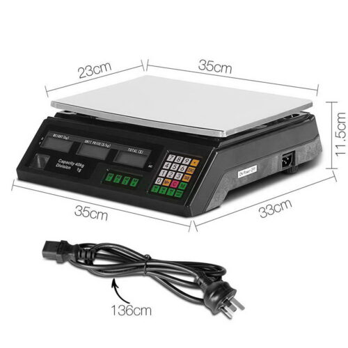 Emajin Scales Digital Kitchen 40KG Weighing Scales Platform Scales Black LCD - Image 2