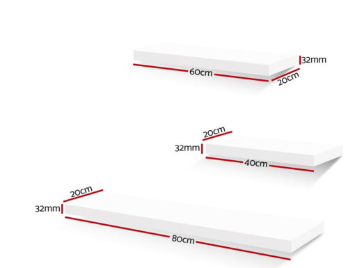 Artiss Floating Wall Shelf Set of 3 White - Image 2