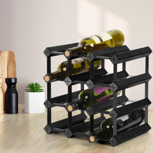 Artiss Wine Rack 12 Bottle Black - Image 7