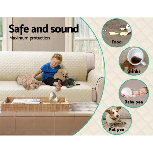 Artiss Sofa Cover Couch Covers 4 Seater 100% Water Resistant Beige - Image 5