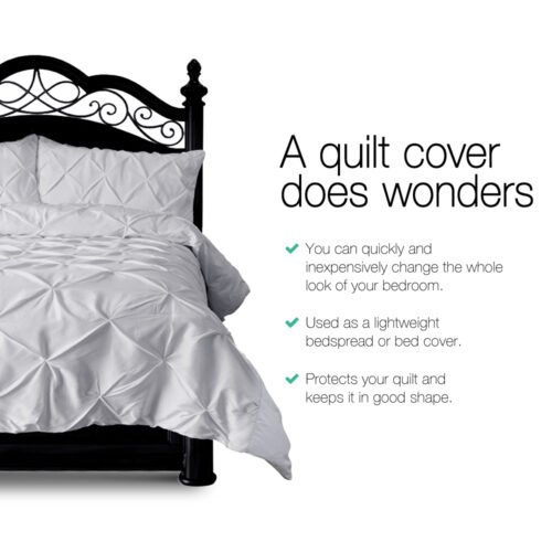 Giselle Bedding Quilt Cover Set Diamond Pinch Grey King - Image 3