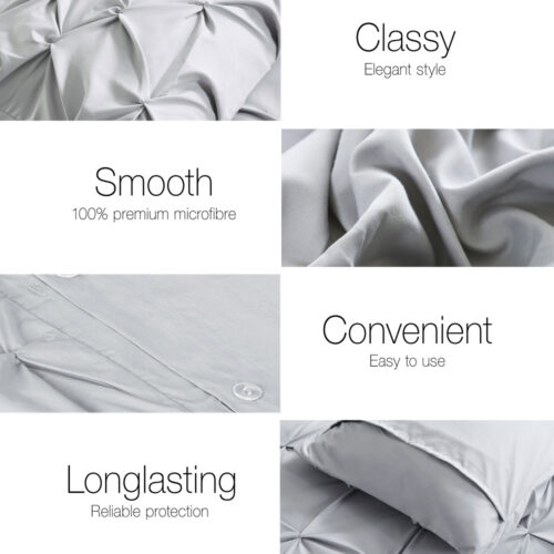 Giselle Bedding Quilt Cover Set Diamond Pinch Grey King - Image 5