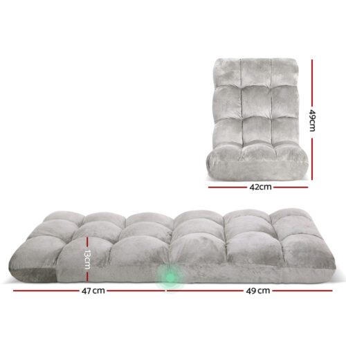 Artiss Lounge Sofa Bed Flannel Fabric Grey - Image 2