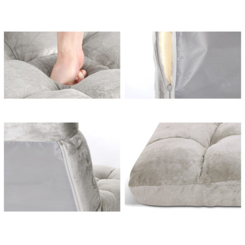 Artiss Lounge Sofa Bed Flannel Fabric Grey - Image 3