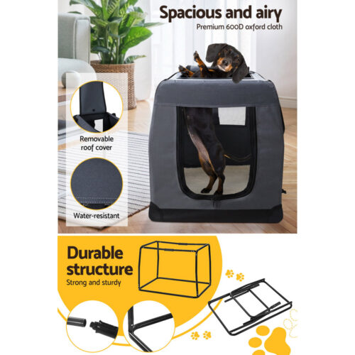 i.Pet Pet Carrier Soft Crate Dog Cat Travel 60x42CM Portable Foldable Car M - Image 5