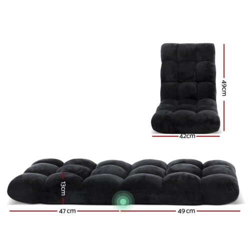 Artiss Lounge Sofa Bed Flannel Fabric Black - Image 2
