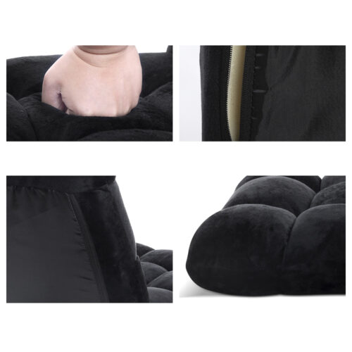 Artiss Lounge Sofa Bed Flannel Fabric Black - Image 3
