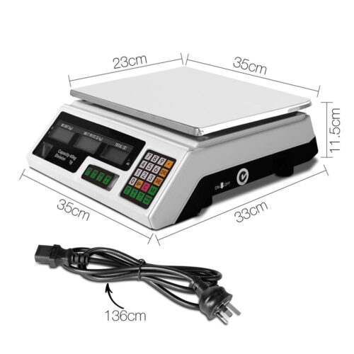 Emajin Scales Digital Kitchen 40KG Weighing Scales Platform Scales White LCD - Image 2