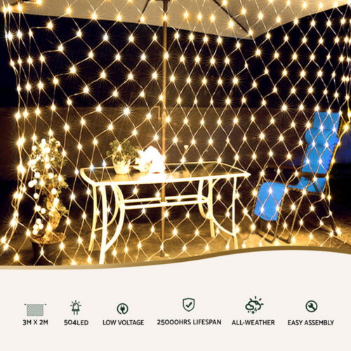 2Mx3M Christmas Lights Net String Light Decorations Warm 504 LED Jingle Jollys - Image 4