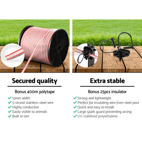 Giantz Electric Fence Poly Tape 400M Insulator - Image 6
