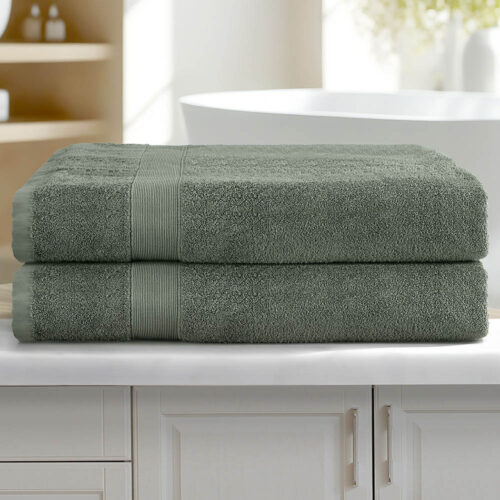 2 Pack Bath Sheets Set Cotton Extra Large Towel Green - Image 7