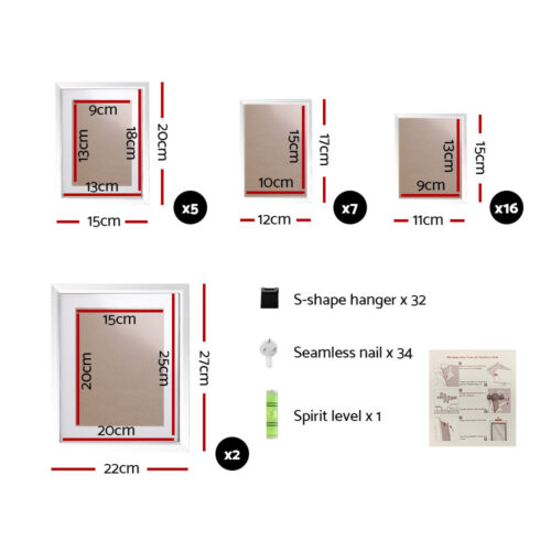 Artiss Photo Frames Art Holder 30PCS 8x10" 5x7" 4x6" 3.5x5" White - Image 2