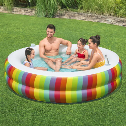 Bestway Kids Inflatable Round Pool Above Ground Cup Holder Rainbow 206x206x51cm - Image 7