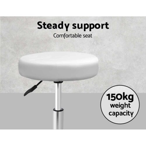Artiss Salon Stool Round Swivel Chair White - Image 6