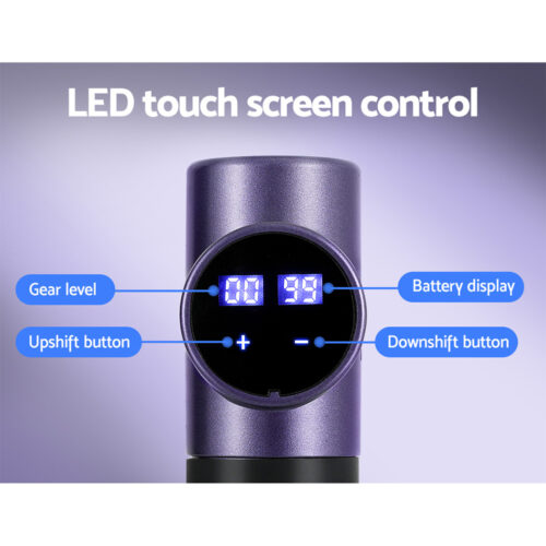 Everfit 30 Speed Massage Gun 4 Heads Vibration Muscle Massager Chargeable Purple - Image 5