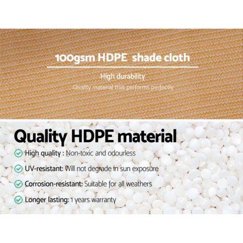 Instahut 50% Shade Cloth 1.83x20m Shadecloth Sail Heavy Duty Beige - Image 5