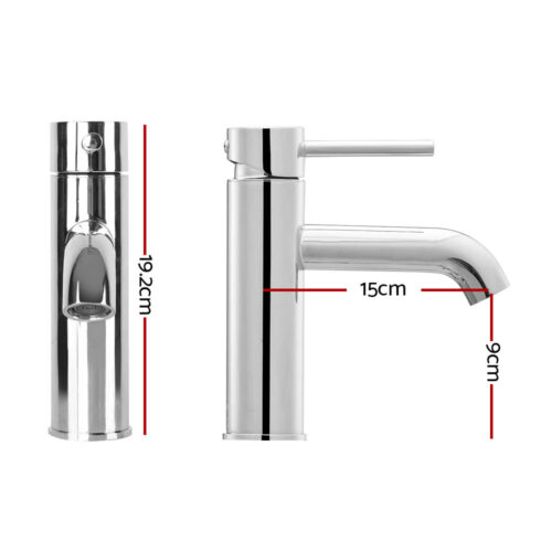 Cefito Bathroom Basin Mixer Tap Round Brass Faucet Vanity Laundry Chrome - Image 2