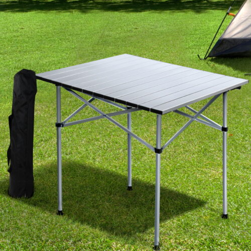 Weisshorn Folding Camping Table 70CM Roll Up Outdoor Picnic BBQ Aluminium Desk - Image 8