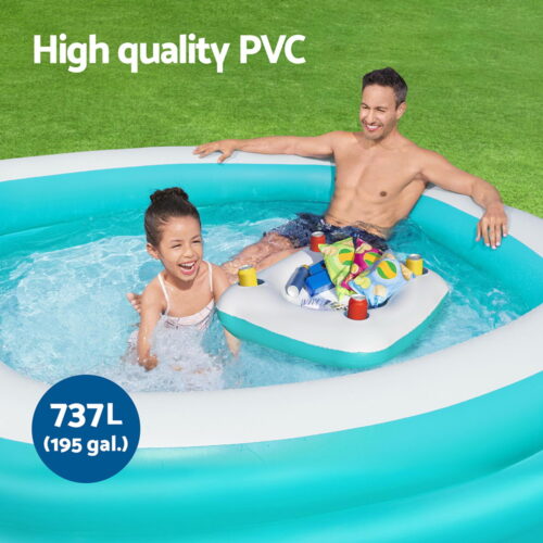 Bestway Kids Inflatable Family Pool with Center Console Cup Holder 218x218x48cm - Image 4